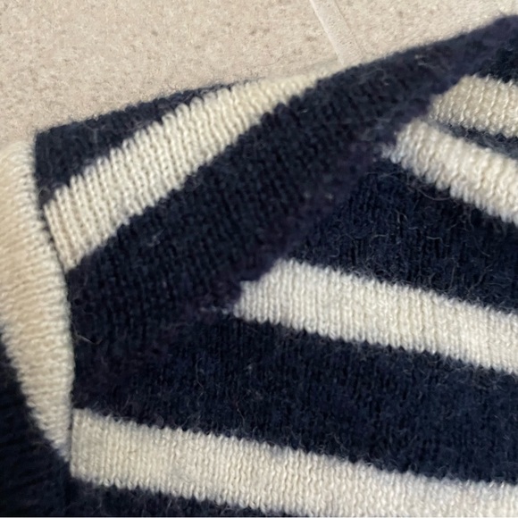 Comme des Garçons Blue White Stripe Long Sleeve Fitted Sweater Top Boat Neck - Picture 7 of 8